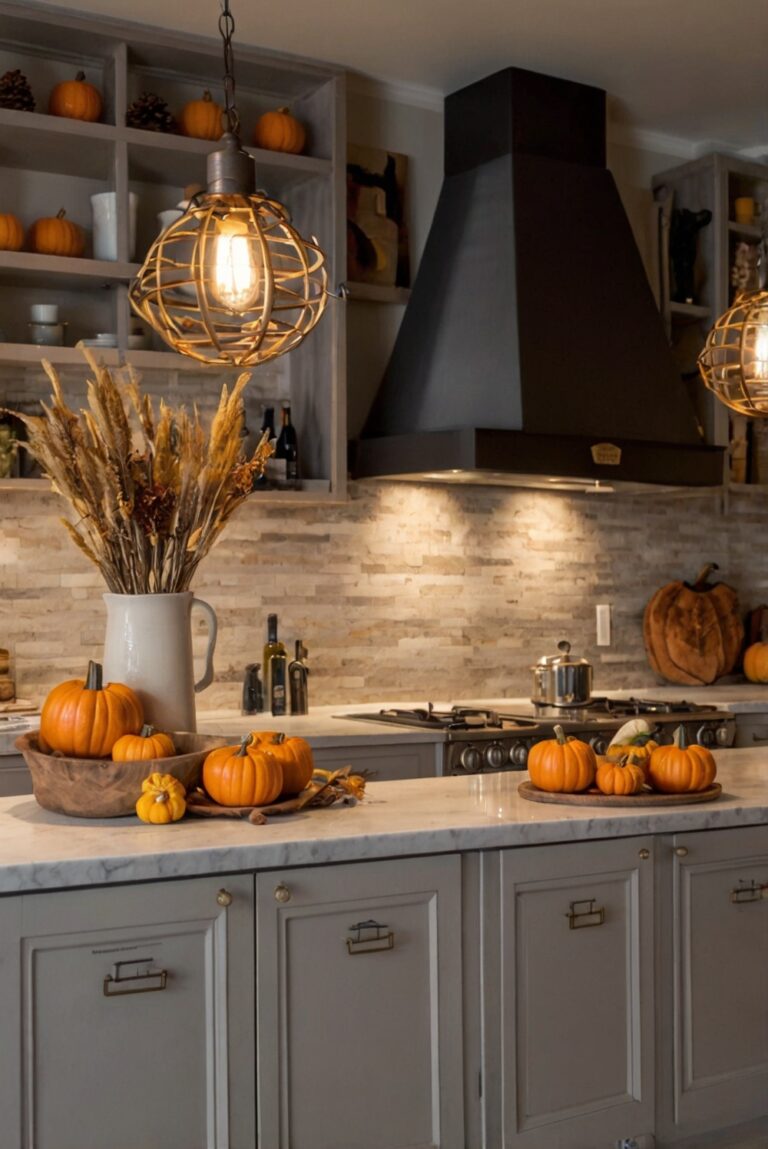 kitchen renovation ideas, fall-inspired kitchen decor, seasonal kitchen updates, cozy kitchen designs, autumnal kitchen accessories