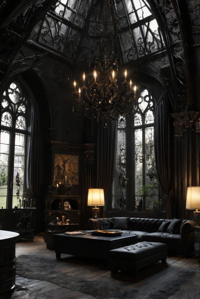 Victorian Gothic living room, Gothic home decor, Dark Gothic interior, Gothic furniture, Moody Gothic design